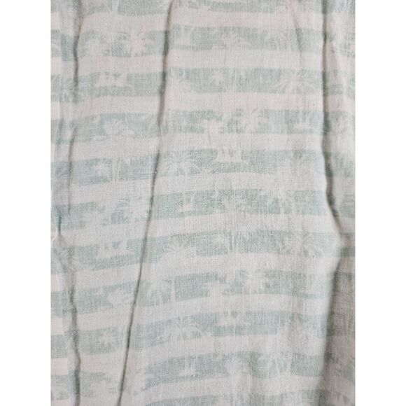 Southern Tide Men's White & Green Palm Tree All Over‎ Pattern Linen Blend Button - Picture 4 of 8